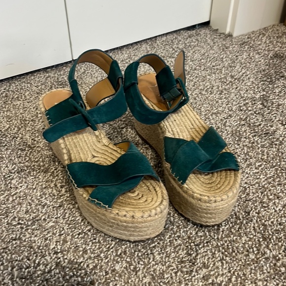 MARC FISHER ‘ABLE’ ESPADRILLE WEDGE SANDAL | 7.5 | BLUE - Picture 2 of 4